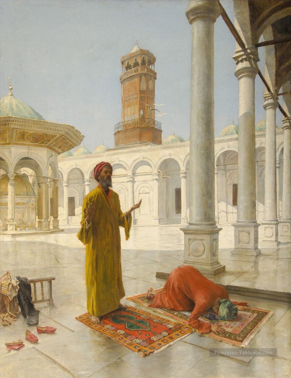 Prière à la mosquée Muhammad Ali Cairo Alphons Leopold Mielich islamique Peintures à l'huile